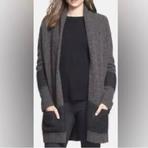 Womens Vince Open Front Cashmere Blend Cardigan Gray Size L EUC!